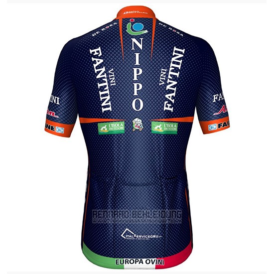 2018 Fahrradbekleidung Nippo Vini Fantini Europa Ovini Dunkel Blau Trikot Kurzarm und Tragerhose